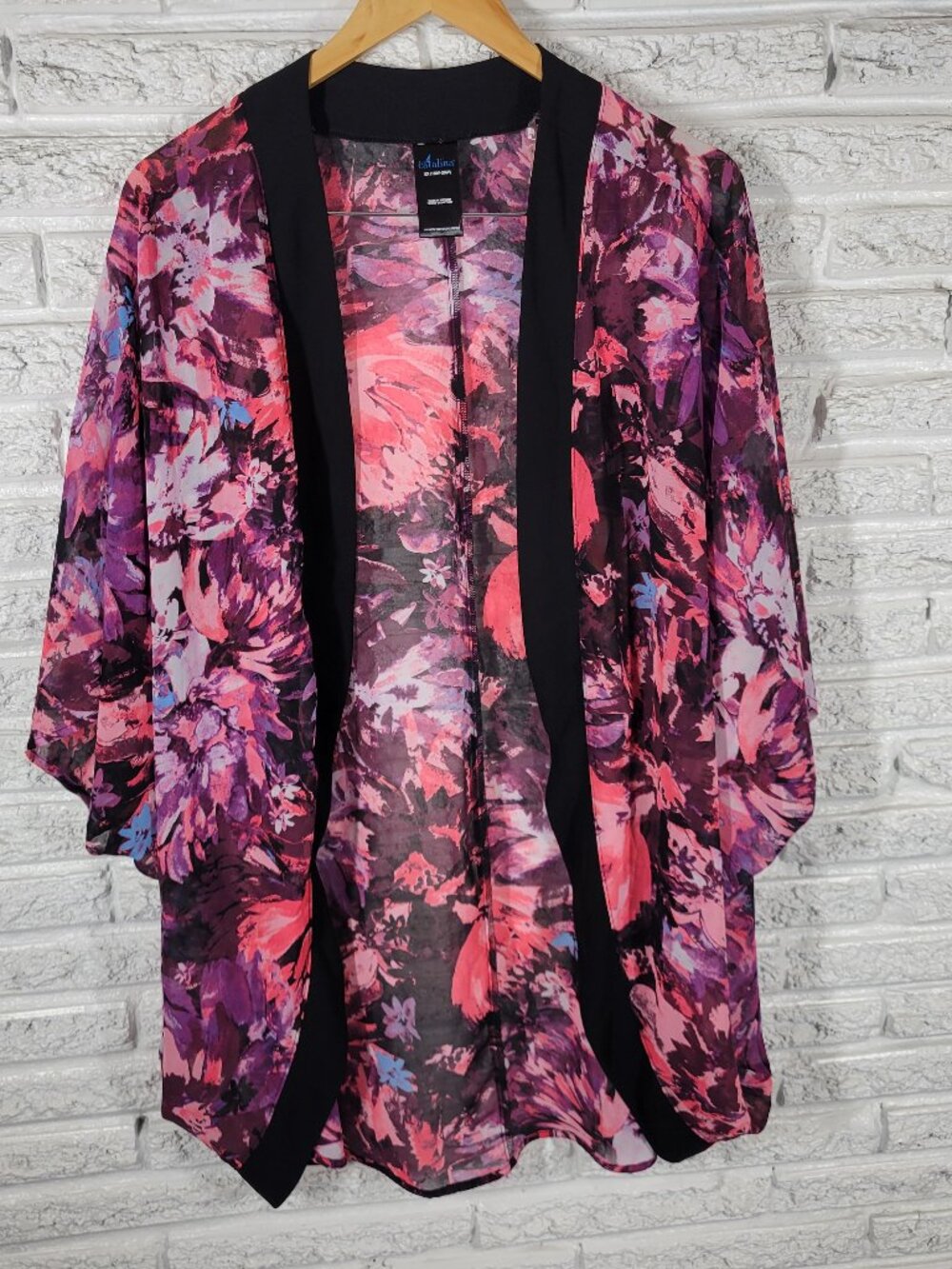 Catalina Swim Coverup 2X Floral Sheer Sleeveless Beach Pool Plus Open FLO65E